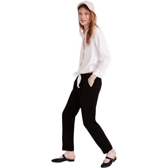 Madewell Cuffed Track Trousers Black Pants Women's Medium - Picture 6 of 7